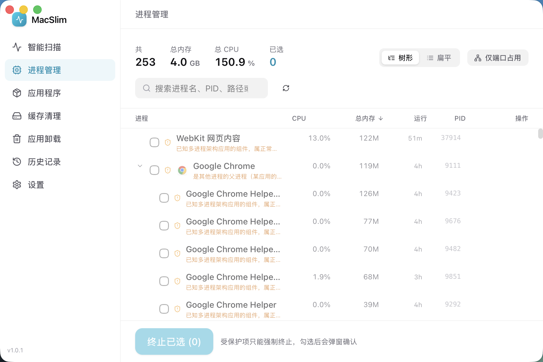 进程管理:排序、搜索、端口过滤